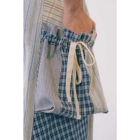 Rework Vintage Patchwork Flannel Pouch Pocket Flared Cargo Pants - Picture 8 of 11